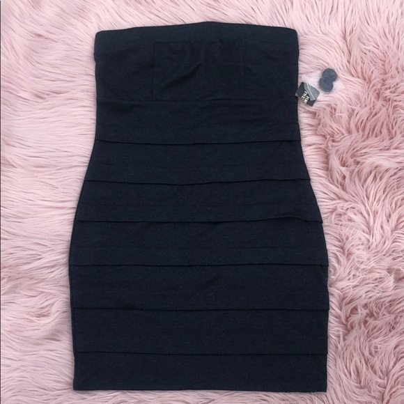 *NWT Forever 21 Strapless Bodycon Dress Dark Heather Blue size M - Picture 1 of 5